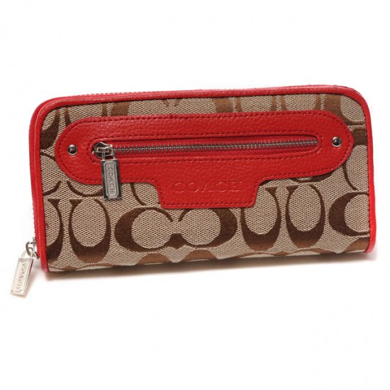 Coach Zip In Monogram Large Red Wallets DUL | Coach Outlet Canada